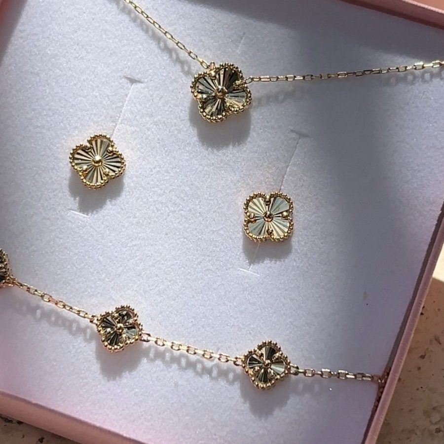 Bransoletka złota 5 diamentowanych koniczyn marokańskich fiore - obrazek 5
