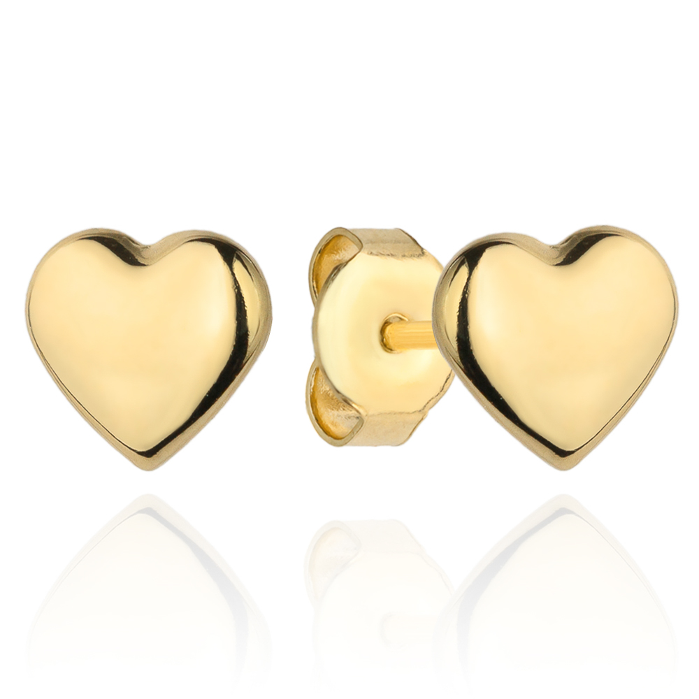 Kolczyki złoto 585 serca złote wypukłe puste wysoka próba lekkie dla dziecka na prezent super modne cuori