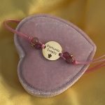 Bransoletka kamienie naturalne Komunia Święta różowa pudrowy róż dla dziewczynki