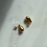 Kolczyki krople małe pozłacane delikatne s srebro 925 łezki drops pozłacane 24 ct złotem wkrętki