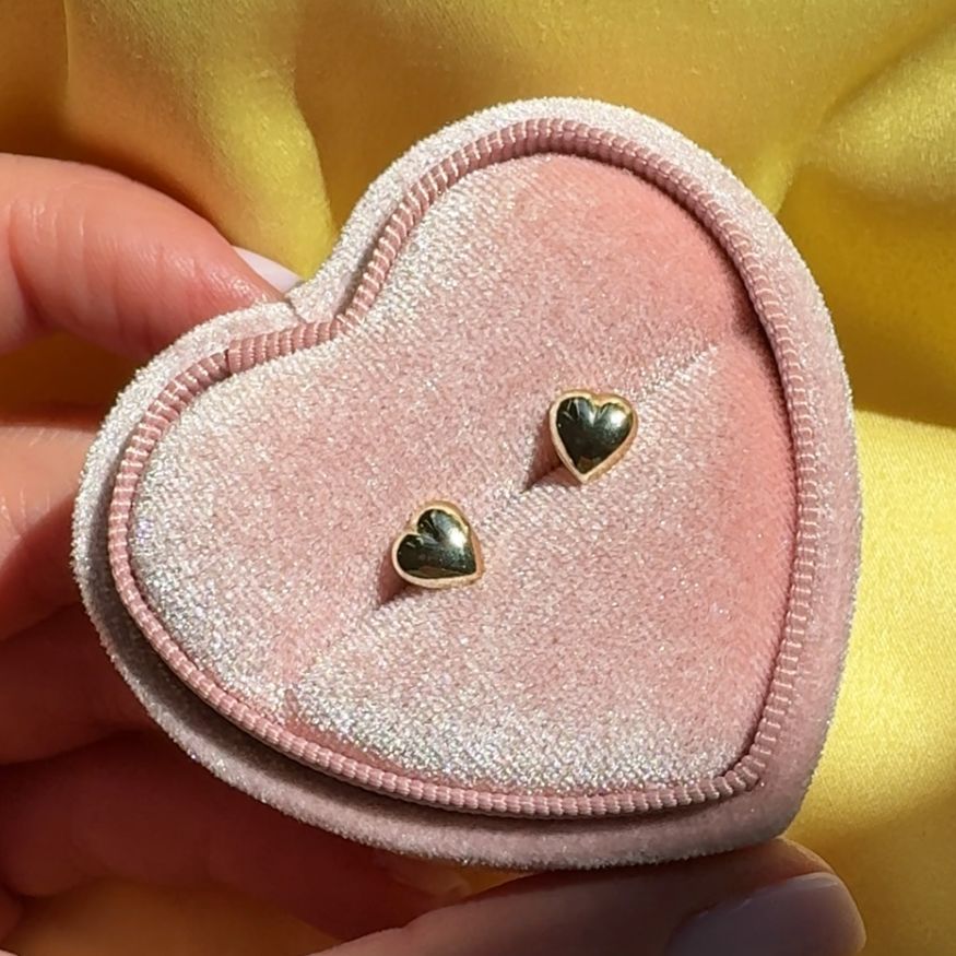 Kolczyki złoto 585 serca serduszka wkrętki na sztyft prezent dla niej dla dziewczynki na komunie delikatne