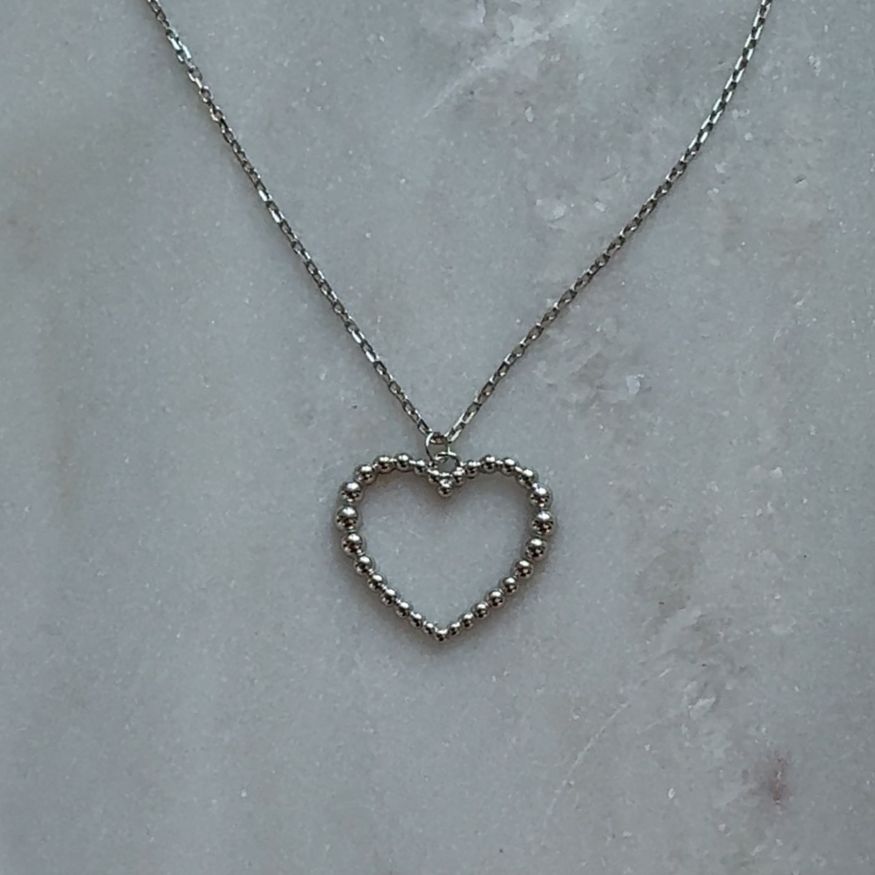 Naszyjnik serce srebro 925 serduszko z kuleczek delikatne ramka serduszko naszyjnik dla niej na prezent