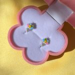 Kolczyki baloniki balony neonowe kolorowe srebro 925 angielskie zapięcie kolczyki dziecięce dla dziewczynki