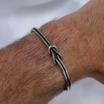 Męska bransoletka węzeł prosty żeglarski sztywna srebro 925 rodowana dla niego prezent stylowa modowa sprezzatura