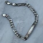 bransoletka męska figaro blaszka na grawer dla mężczyzny chłopaka prezent dla niego dzień ojca dzień chłopaka personalizowana srebro 925 srebro oksydowane matowe pod grawer robione ręcznie