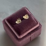 Złote kolczyki serduszka diamentowane trójwymiarowe serca 3d super lekkie złoto 585 wkrętki na sztyft serca cuori