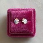 Kolczyki złote 585 kolorowe jednorożce emalia dla dziewczynki wkrętki na sztyft super lekkie dziecięce wysoka próba