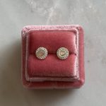 Kolczyki złote 585 masa perłowa cyrkonie serduszko okrągłe na wkrętki na sztyft serce ramka bellissima