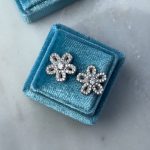 Kolczyki wkrętki sztyft kwiatki wysadzane kamieniami srebro 925 kwiatuszki błyszczące