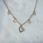 Naszyjnik choker serca wiszące serduszka krótszy naszyjnik 5 serduszek pięć zawieszek delikatny srebro 925 pozłacane złocone złote