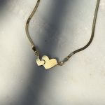 Naszyjnik żmijka dwa serca pozłacana złocona srebro 925 taśma z zawieszką dwa serduszka na grawer