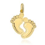 Złota zawieszka stópki stopy dziecka narodziny dziecka na grawer prezent stópeczki na chrzest święty baby shower upominek