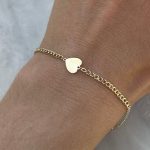 Bransoletka złota pancerka damska serce polerowane pod grawer próba 0,585 wysoka regulacja długości cuban na prezent personalizowana personalizacja 14 kt solidna bransoletka z serduszkiem na prezent złoto 585