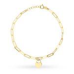 Bransoletka złota 585 spinaczowa łańcuch chain serce kłódka pod grawer wysoka próba regulacja długości na prezent