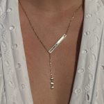 Złoty naszyjnik krawatka masa perłowa ozdobna wyjątkowa prostokątna ozdoba wiszące blaszki 14k prezent dla niej modny złoto 585 designerska la perla