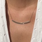 Naszyjnik złoty 585 14k poziomy blaszka błyszczący diamentowane kuleczki białe żółte złoto ozdobny wyjątkowy delikatny minimalistyczny rodowane kulki sztywny