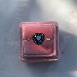 Złoty pierścionek czarne serce czarny kamień czarne cyrkonie 14k kamień w kształcie serca serduszko pierścionek dla niej prezent zaręczyny