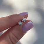 Kolczyki diamenty barwa H 0,32ct brylanty 6 łapek wkrętki na sztyft wyjątkowe duże diamenty iluzja złoto 585