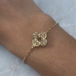 Bransoletka złota koniczyna marokańska luksusowa złoto 585 14k jedna koniczynka ażurowa 3d wyjątkowa delikatna