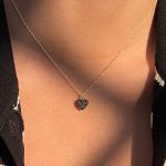 Złoty naszyjnik czarne serduszko delikatne czarne serce z kamieniami czarne cyrkonie kamienie serduszko dla niej prezent dla dziewczyny miłość serce złoto 585 14k
