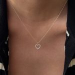 Złoty naszyjnik serduszko serce cyrkoniami złoto 585 14k delikatne kontur serca kamienie błyszczące prezent dla niej miłość walentynki