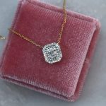 Naszyjnik złoto diamenty bagietka brylanty szlif brylantowy kwadratowy 585 14k 0,1ct 35 diamentów GH/SI minimalistyczny klastyczny z diamentami wyjątkowy prezent dla niej kamienie szlachetne