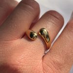 Pierścionek kropla podwójny krople pleciony modowy duży stylowy delikatny srebro 925 pozłacany złocony złoty 24ct złotem łezki modny do kompletu