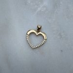 Złota zawieszka serduszko serce złoto 585 14k wysadzane kamieniami delikatne ramka serce prezent dla niej na urodziny walentynki rocznica miłość