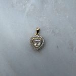 Złota zawieszka serduszko serce wysadzane kamieniami cyrkonie duży kamień centralny kamienie dookoła błyszcząca prezent dla niej walentynki dzień kobiet święta rocznica urodziny biżuteria na prezent złoto 585 14kt szlif sercowy princess