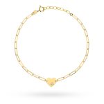 Bransoletka serduszko serce cyrkonia spinaczowy splot chain serduszko z kamieniem serce na grawer pod grawer do graweru własnego personalizowany grawer złota bransoletka 585 14k delikatna bransoletka na prezent