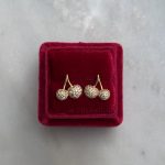 Pozłacane kolczyki wisienki wiśnie wysadzane kamieniami cyrkoniami błyszczące wisienki kolczyki wkrętki na sztyft sztyfty srebro 925 pozłacane 24ct złotem