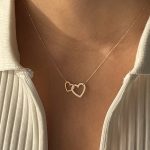 Naszyjnik dwa serca delikatny złoto 585 14k splecione serduszka klanówka dwa elementy delikatny minimalistyczny prezent dla niej ala klanówka cuori