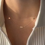 Naszyjnik celebrytka złoto 585 14kt 3 elementy serduszko koniczynka znak nieskończoności minimalistyczny delikatny naszyjnik na prezent dla niej
