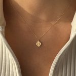 Naszyjnik złoty koniczynka diamentowana luksusowa marokańska złoto 585 regulacja długości fiore