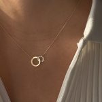 Naszyjnik złoto 585 klanówka dwa kółeczka delikatny piękny złoto 585 14k minimalistyczny klasyczny naszyjnik dla niej delikatny ponadczasowy