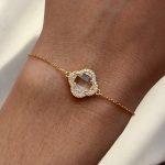 Bransoletka koniczyna marokańska luksusowa złota pozłacana złocona srebro 925 najmodniejsza koniczynka kryształ cyrkonie z kamieniem