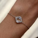 Bransoletka srebrna 925 kryształ cyrkonie koniczyna marokańska luksusowa najmodniejsza przezroczysta krystaliczna kamień błyszcząca srebro rodowane