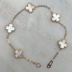 Bransoletka złoto 585 14k koniczyna marokańska luksusowa koniczynka masa perłowa 5 koniczyn najmodniejsza bransoletka