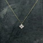 Naszyjnik pozłacany złocony koniczynka marokańska luksusowa delikatna z cyrkoniami kamieniami srebro 925 naszyjnik na prezent dla niej