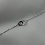 Bransoletka srebrna dwa kółka kółeczka złączone połączone cyrkonie srebro 925 delikatna minimalistyczna klasyczna