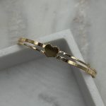 Bransoletka pozłacana złocona srebro 925 sztywna bransoletka złota z serduszkiem serce podwójna