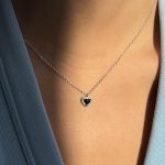 Naszyjnik serduszko czarne serce czarny kamień srebro 925 cyrkonie kamienie czarne serduszko na szyję wielokamieniowy dla niej prezent pandora
