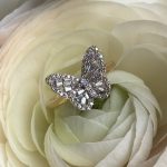 Pierścionek z diamentami 69 diamentów 0,5ct 0,50ct SI G/H bagietki pierścionek z motylem w kształcie motyla idealny prezent dla niej złoto 585 i diamenty