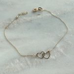 Bransoletka złota 585 14k dwa serca serduszka delikatna minimalistyczna prezent dla niej Walentynki Dzień Kobiet