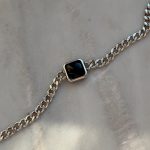 Bransoletka srebrna 925 męska czarny kamień onyks pancerka srebro oksydowane kwadratowy kamień ciemne srebro czarne dla niego dla mężczyzny gruba bransoletka dla niego