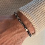 Męska bransoletka ze stali stalowa hematyty srebrna kulki lustrzana stylowa nietuzinkowa dla niego męska dla mężczyzny prezent dla niego