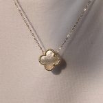 Złoty naszyjnik masa perłowa złoto 585 14k koniczynka marokańska luksusowa najmodniejszy naszyjnik złoty masa perłowa koniczynka koniczyna prezent dla niej najmodniejszy