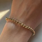 Złota bransoletka złoto 585 14k złote kulki diamentowane błyszczące mieniące kulki kuleczki bransoletka cała z kuleczek złota prezent dla niej gruba bogata złota bransoletka