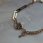 Bransoletka złoto 585 14k kłódka w kształcie serca kluczyk wiszący chain łańcuszkowa prezent dla niej splot spinaczowy podwójny nietuzinkowa wyjątkowa bransoletka dla niej