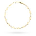 Bransoletka złoto 585 14k bransoletka ogniwa wydłużone ogniwka serca serduszka gładkie serca naprzemiennie delikatna ozdobna prezent dla niej chain splot spinaczowy